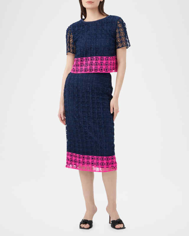 Serilda 2 Cropped Colorblock Lace Top
